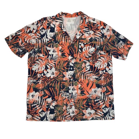 Columbia Shirt Mens L Large Navy Orange PFG Trollers Best Floral Vented Fishing - Picture 1 of 12